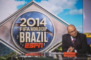 Rio de Janiero, Brazil - June 7, 2014 - World Cup Set: Mike Tirico on set during the 2014 FIFA World Cup(Photo by Gabriela Batista / ESPN Images)