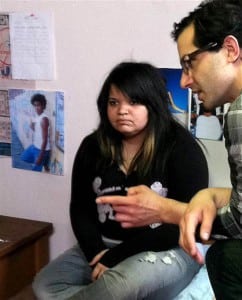 Director Juan Carlos Piñeiro Escoriaza with actor Claribelle Pagan on the set of "Know How."