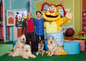Cesar Millan and son TK on the set of "Mutt & Stuff."