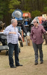 Neal Baer on the set of "Under the Dome."