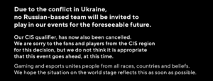 Esports orgs set targets on Ukraine crisis