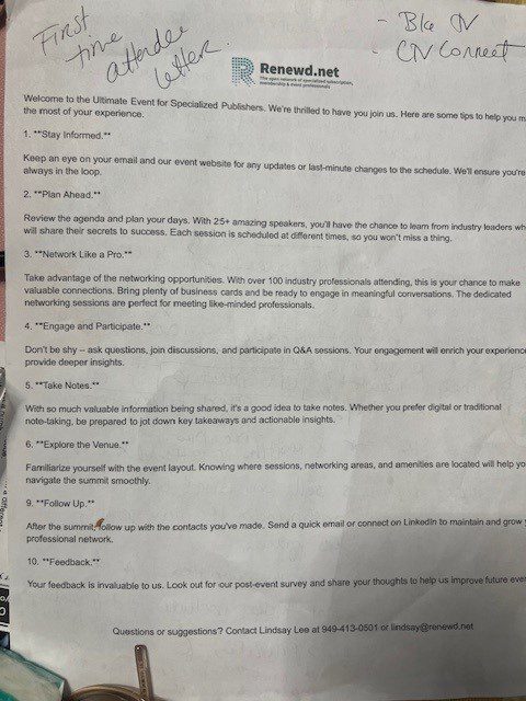 First time attendee letter